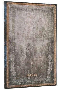 2026 Dove Grey (Old Leather Collection) Maxi 18-month Vertical Hardcover Flexi Dayplanner 2025-2026 (Elastic Band Closure)