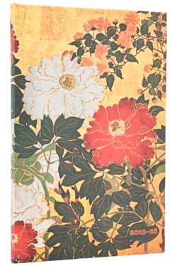 2026 Natsu (Rinpa Florals) Maxi 18-month Vertical Hardcover Flexi Dayplanner 2025-2026 (Elastic Band Closure)