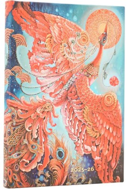 2026 Firebird (Birds of Happiness) Mini 18-month Horizontal Hardcover Flexi Dayplanner 2025-2026 (Elastic Band Closure)