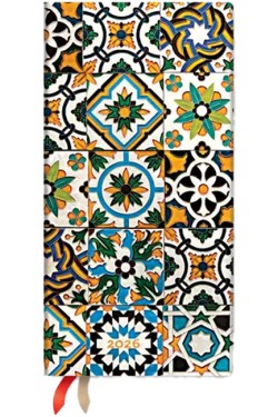 2026 Porto (Portuguese Tiles) Slim 12-month Horizontal Hardcover Flexi Dayplanner 2026 (Elastic Band Closure)