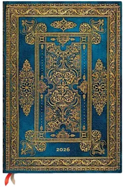 2026 Blue Luxe (Luxe Design) Grande 12-month Vertical Hardcover Flexi Dayplanner 2026 (Elastic Band Closure)