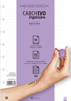 ΑΝΤΑΛΛΑΚΤΙΚΑ ΦΥΛΛΑ ΚΡΙΚ 15*21 ΡΙΓΕ 50Φ.CARCHIVO INGENIOX