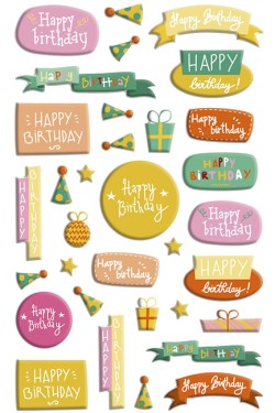 STICKERS COOKY 7,5*12CM HAPPY BIRTHDAY ΤΑΜΠΕΛΕΣ