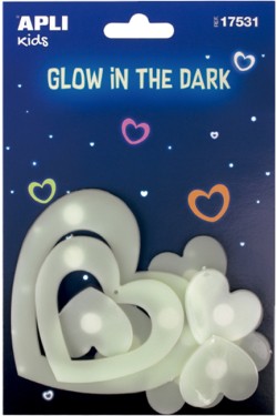 STICKERS APLI ΚΑΡΔΙΕΣ GLOW IN THE DARK 9TEM.17531