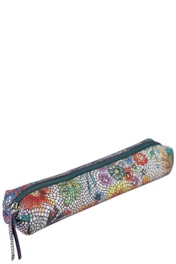 ΚΑΣΕΤΙΝΑ ΒΑΡΕΛΑΚΙ ΔΕΡΜΑΤΙΝΗ SMALL CL.FONT.CELESTE MULTICOLOURED FLOWERS
