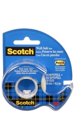 ΤΑΙΝΙΑ ΑΣΠΡΗ WALL SAFE 3M 19MM*16.5M 600 SCOTCH+ΒΑΣΗ