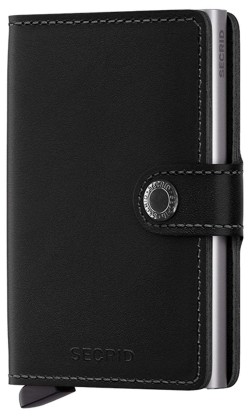 ΚΑΡΤΟΘΗΚΗ ΓΙΑ 10 ΚΑΡΤΕΣ LEATHER SECRID RFID SAFE MINI WALLET MATTE BLACK ΜΕ ΚΟΥΜΠΙ