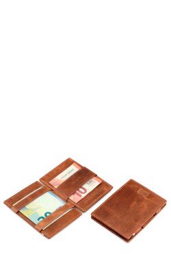 ΚΑΡΤΟΘΗΚΗ ΓΙΑ 10 ΚΑΡΤΕΣ LEATHER BRUSHED BROWN GARZINI MAGIC WALLET RFID SAFE CAVARE