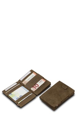 ΚΑΡΤΟΘΗΚΗ ΓΙΑ 8 ΚΑΡΤΕΣ-ΚΕΡΜΑΤΑ LEATHER JAVA BROWN GARZINI MAGIC WALLET RFID SAFE CAVARE VINTAGE