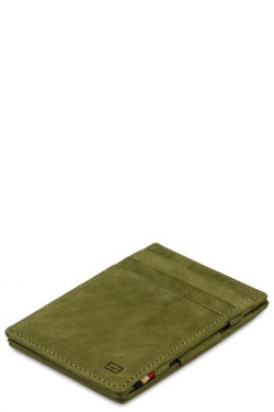ΚΑΡΤΟΘΗΚΗ ΓΙΑ 10 ΚΑΡΤΕΣ LEATHER OLIVE GREEN GARZINI MAGIC WALLET RFID SAFE ESSENZIALE VINTAGE