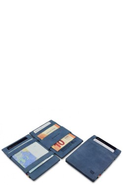 ΚΑΡΤΟΘΗΚΗ ΓΙΑ 10 ΚΑΡΤΕΣ LEATHER SAPPHIRE BLUE GARZINI MAGIC WALLET RFID SAFE ESSENZIALE VINTAGE