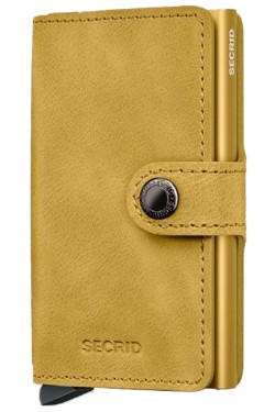 ΚΑΡΤΟΘΗΚΗ ΓΙΑ 10 ΚΑΡΤΕΣ LEATHER SECRID RFID SAFE MINI WALLET VINTAGE YELLOW ΜΕ ΚΟΥΜΠΙ