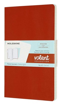 ΣΗΜΕΙΩΜΑΤΑΡΙΟ MOLESKINE VOLANT CORAL ORANGE-AQUA BLUE 13*21 LARGE ΡΙΓΕ (2 TEMAXIA)