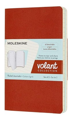 ΣΗΜΕΙΩΜΑΤΑΡΙΟ MOLESKINE VOLANT CORAL ORANGE-AQUA BLUE 09*14 POCKET ΡΙΓΕ (2 ΤΕΜΑΧΙΑ)