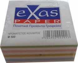 ΚΥΒΟΣ ΣΗΜΕΙΩΣΕΩΝ ΚΟΛΛΗΤΟΣ ΧΡΩΜΑΤΙΣΤΟΣ 500Φ.9*9cm.EXAS
