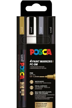 ΜΑΡΚΑΔΟΡΟΣ ΖΩΓΡΑΦΙΚΗΣ UNI POSCA PC-3M 0,9-1,3mm.ΣΕΤ 4ΤΕΜ.FESTIVE
