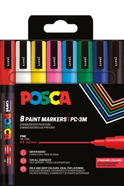 ΜΑΡΚΑΔΟΡΟΣ ΖΩΓΡΑΦΙΚΗΣ UNI POSCA PC-3M 0,9-1,3mm.ΣΕΤ 8ΤΕΜ.STANDARD