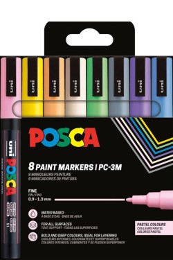 ΜΑΡΚΑΔΟΡΟΣ ΖΩΓΡΑΦΙΚΗΣ UNI POSCA PC-3M 0,9-1,3mm.ΣΕΤ 8ΤΕΜ.PASTEL