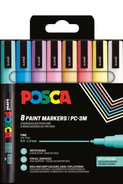 ΜΑΡΚΑΔΟΡΟΣ ΖΩΓΡΑΦΙΚΗΣ UNI POSCA PC-3M 0,9-1,3mm.ΣΕΤ 8ΤΕΜ.SOFT