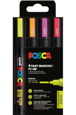 ΜΑΡΚΑΔΟΡΟΣ ΖΩΓΡΑΦΙΚΗΣ UNI POSCA PC-5M 1,8-2,5mm.ΣΕΤ 4ΤΕΜ.NEON