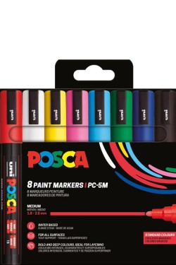ΜΑΡΚΑΔΟΡΟΣ ΖΩΓΡΑΦΙΚΗΣ UNI POSCA PC-5M 1,8-2,5mm.ΣΕΤ 8ΤΕΜ.STANDARD