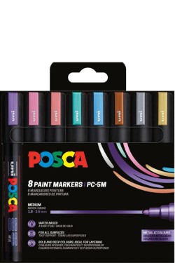 ΜΑΡΚΑΔΟΡΟΣ ΖΩΓΡΑΦΙΚΗΣ UNI POSCA PC-5M 1,8-2,5mm.ΣΕΤ 8ΤΕΜ.METALLIC