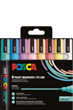 ΜΑΡΚΑΔΟΡΟΣ ΖΩΓΡΑΦΙΚΗΣ UNI POSCA PC-5M 1,8-2,5mm.ΣΕΤ 8ΤΕΜ.SOFT