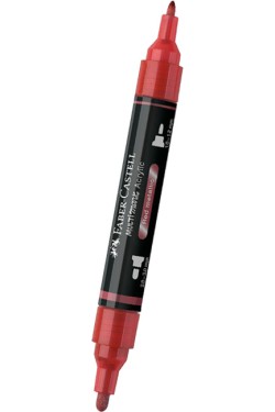 ΜΑΡΚΑΔΟΡΟΣ ΑΚΡΥΛΙΚΟΣ FABER ΜΕ ΔΙΠΛΗ ΜΥΤΗ 185996-METALLIC RED