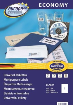 ΕΤΙΚΕΤΕΣ INKJET/LASER/COPIER 210*297mm.100Φ.EUROPE 100 ECONOMY ELA027