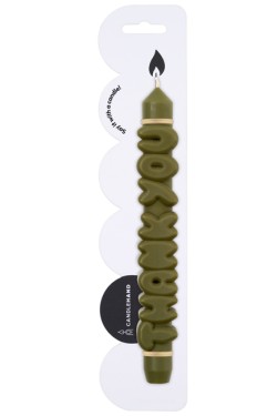ΚΕΡΙ ΧΕΙΡΟΠΟΙΗΤΟ 3D CANDLEHAND TAPER THANK YOU OLIVE GREEN