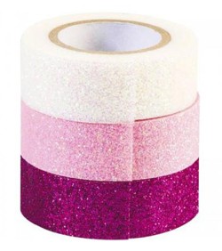 ΤΑΙΝΙΑ ΚΟΛΛΗΤΙΚΗ 15MM.*3M.HEYDA GLITTER ΣΕΤ 3ΤΕΜ.WHITE-PINK-FUSCHIA