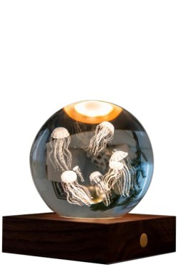ΦΩΤΙΣΤΙΚΟ ΞΥΛΙΝΟ ΕΠΙΤΡΑΠΕΖΙΟ GINGKO AMBER CRYSTAL LIGHT G025JF 3D LASER JELLYFISH