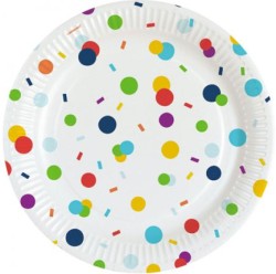 ΠΙΑΤΑ Ø8cm.ΣΕΤ 8ΤΕΜ.CONFETTI HAPPY BIRTHDAY
