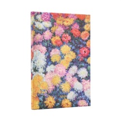2026 Monets Chrysanthemums Maxi 12-month Vertical Hardcover Flexi Dayplanner 2026 (Elastic Band Closure)