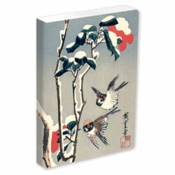 Journal Sparrows and Camellia in Snow by Hiroshige, Lined PB